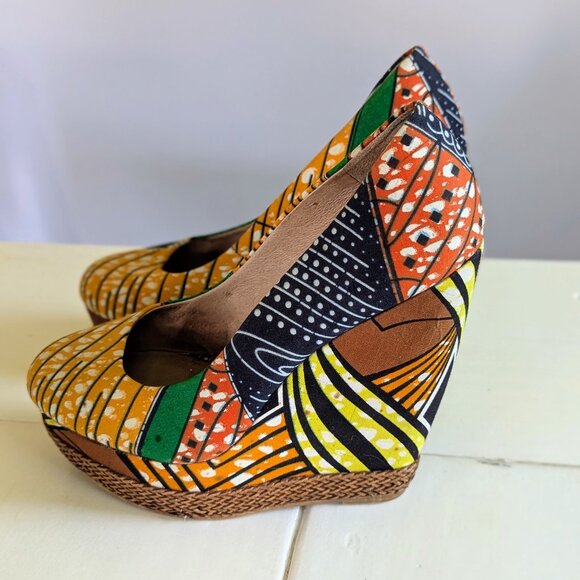 Aldo Multicolor Geometric Wedge Heels Size 38 (US 7.5–8) - Picture 1 of 7